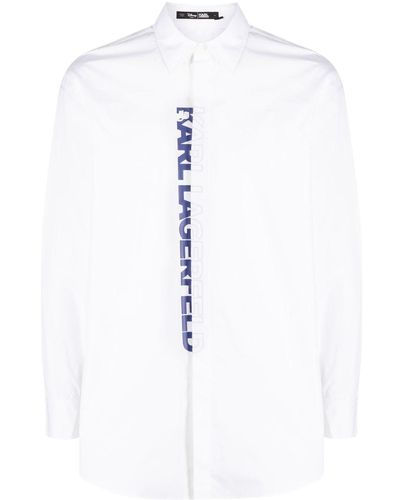Karl Lagerfeld Popeline-Hemd mit Logo-Print - Weiß
