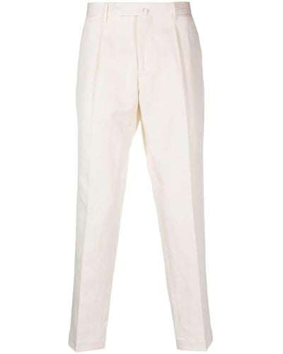 Dell'Oglio Pantalones chinos capri con pinzas - Blanco