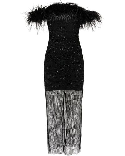 Self-Portrait Dress With Feather Edge - Black