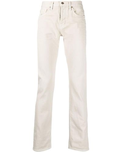 Tom Ford Logo-patch Slim-cut Low-rise Jeans - White
