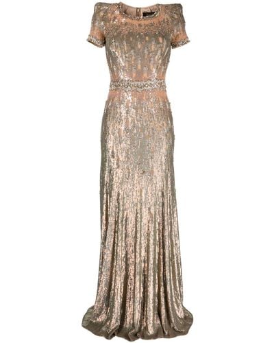 Jenny Packham Greta Sequin-embellished Gown - Natural