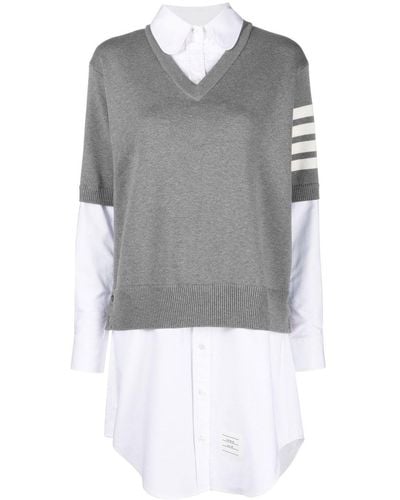 Thom Browne Kleid mit Streifen - Grau