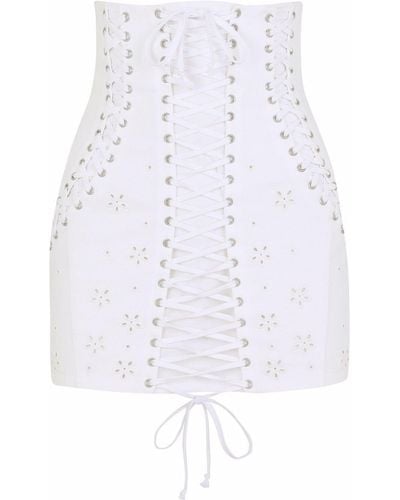 Dolce & Gabbana Minigonna con ricamo - Bianco