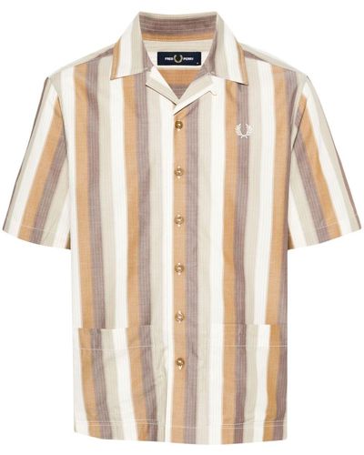 Fred Perry Striped Poplin Shirt - Natural