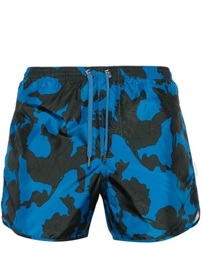 Neil Barrett Floral-print Drawstring Swim Shorts - Blue