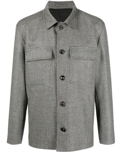 Lardini Micro Houndstooth-pattern Shirt Jacket - Grey