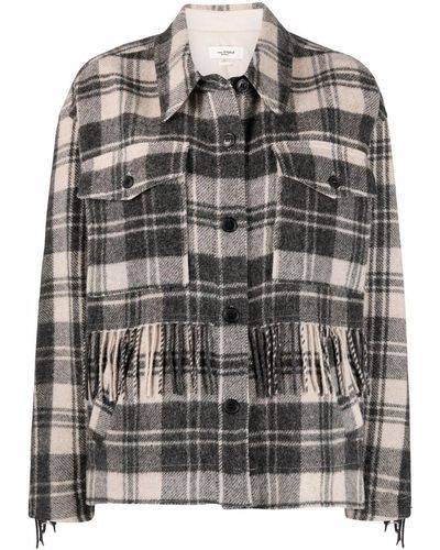 Isabel Marant Filora Fringe-trim Checked Shirt Jacket - Multicolor