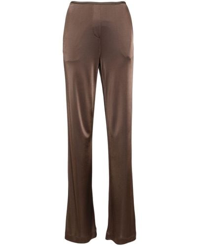 Helmut Lang Satin-finish Flared Trousers - Brown