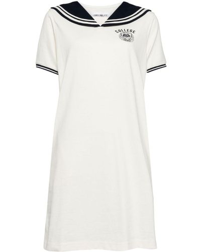 Chocoolate Sailor-collar Cotton Midi Dress - White