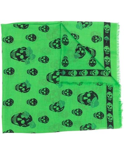 Alexander McQueen Skull-print Modal Scarf - Green