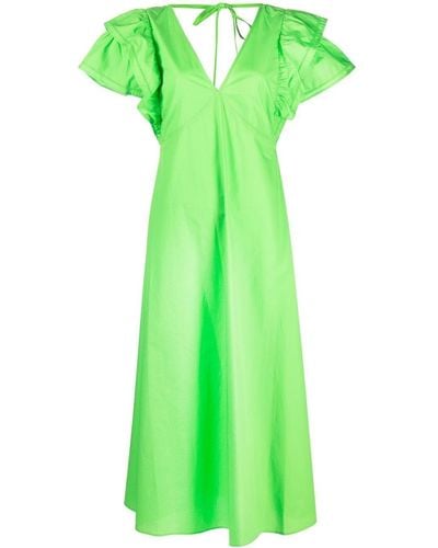 Tommy Hilfiger Ruffle Sleeve Long Dress - Green