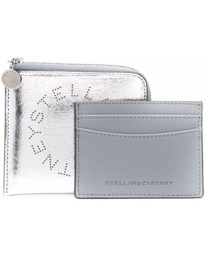 Stella McCartney Portacarte metallizzato con logo Stella