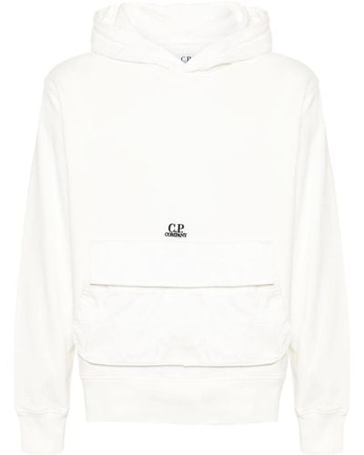 C.P. Company Logo-embroidered cotton hoodie - Blanco