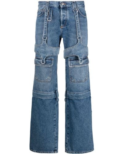 Off-White c/o Virgil Abloh Cargo Zip Straight-leg Jeans - Blue