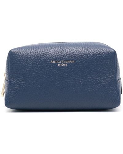 Aspinal of London Small London Leather Make Up Bag - Blue