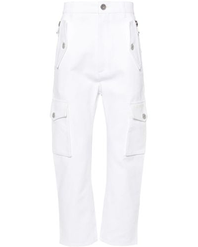 Balmain Pantalon en coton à coupe ample - Blanc
