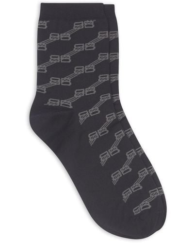 Balenciaga Monogram-print Cotton-blend Socks - Black