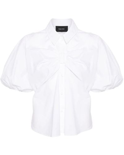 Simone Rocha Bow-detail Puff-sleeve Cotton Blouse - White