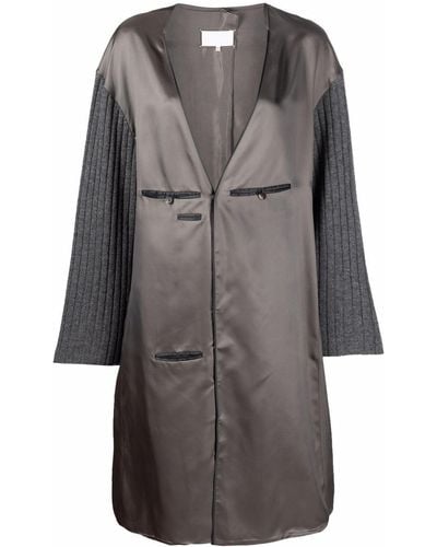 Maison Margiela Contrasting-sleeves V-neck Dress - Grey