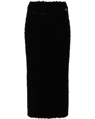 Blumarine Jupe mi-longue à plaque logo - Noir