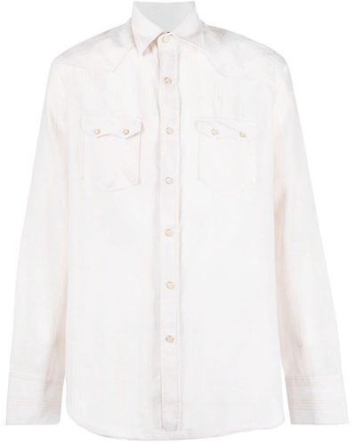 Lardini Striped Flap-pockets Shirt - Natural