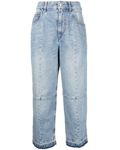 Isabel Marant Jeans crop Norela con design patchwork - Blu
