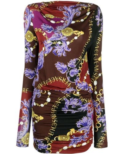 Versace Jeans Couture Minikleid mit Barocco-Print - Lila