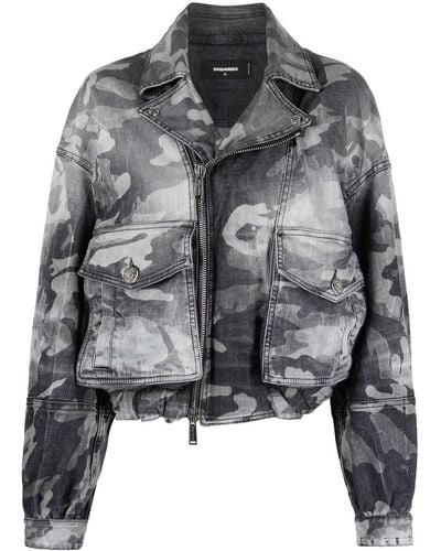 DSquared² Camouflage Denim Jacket - Gray