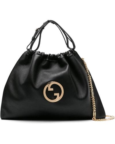 Gucci Blondie Large Embellished Leather Tote - Black