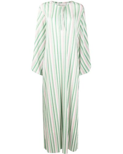 Bambah Striped Plissé Kaftan Dress - Green