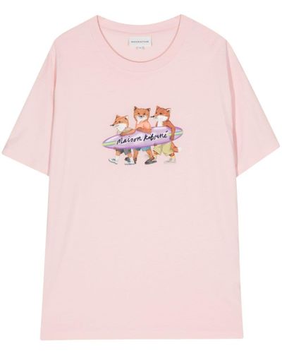 Maison Kitsuné Camiseta con estampado Surfing Foxes - Rosa