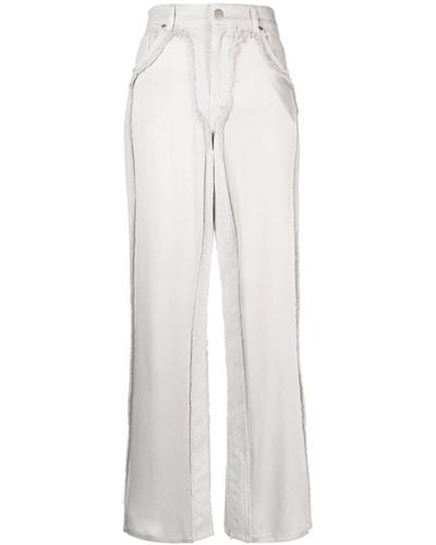 Blumarine High-waist Satin-panelled Jeans - White