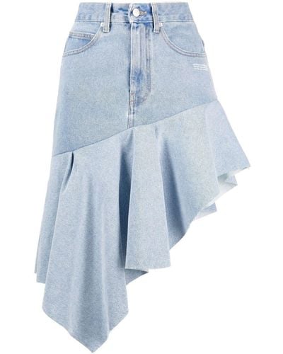 Off-White c/o Virgil Abloh Asymmetric Ruffled Denim Skirt - Blue