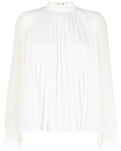 Sacai Pleated Long-sleeve Blouse - White