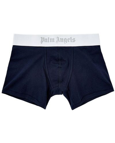 Palm Angels Navy Cotton Boxer Shorts - Blau