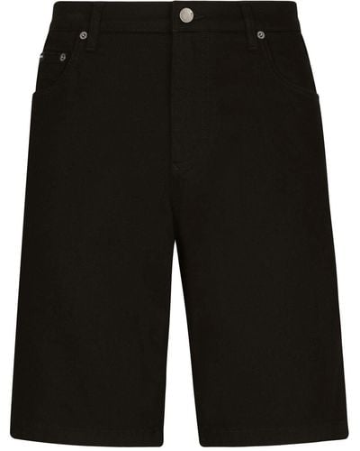Dolce & Gabbana Logo-appliqué Denim Shorts - Black