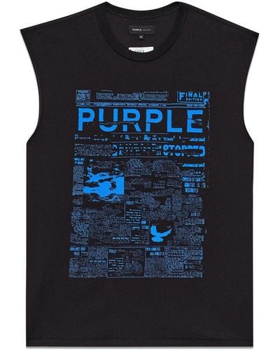 Purple Brand Graphic-print Cotton Muscle Tee - Blue