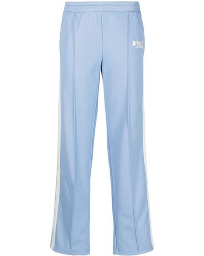 Sporty & Rich Pantalon de jogging droit à logo brodé - Bleu