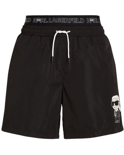 Karl Lagerfeld Ikonik 2.0 Elastische Shorts - Zwart