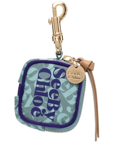 See By Chloé Logo-print Key Ring - Blue