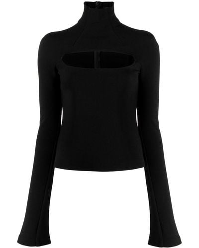 A.W.A.K.E. MODE Cut-out Roll-neck Sweater - Black