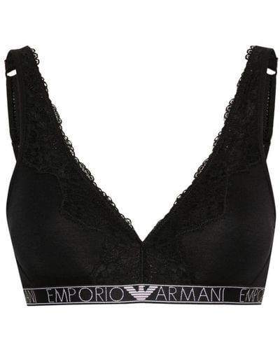 Emporio Armani Lace-detail Bra - Black
