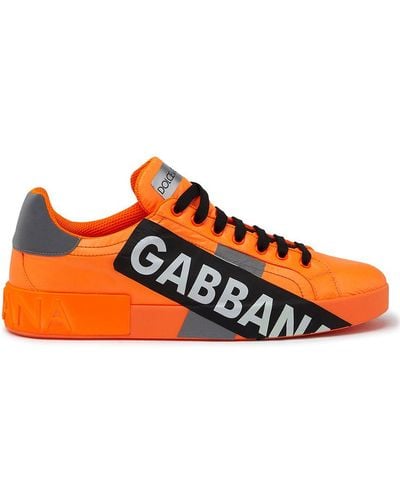 Dolce & Gabbana Sneakers Portofino Custom In Nylon Con Logo Tape - Arancione