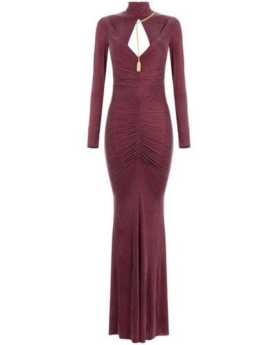 Elisabetta Franchi Chain-detailing Ruched Maxi Dress - Red