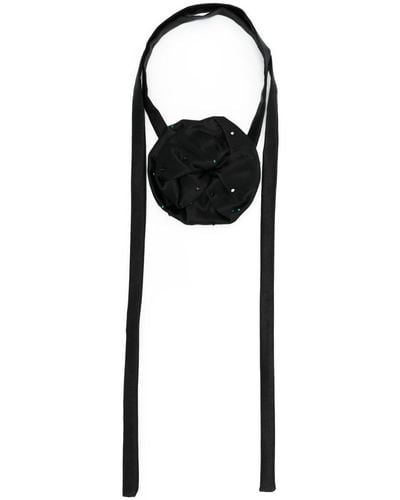 MANURI Rosie Floral-appliqué Choker Necklace - Black