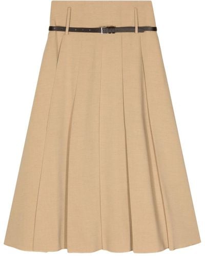 Rejina Pyo Odette Belted Pleated Midi Skirt - Natural