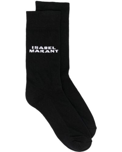 Isabel Marant Logo-intarsia Knitted Socks - Black