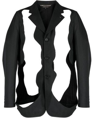 Comme des Garçons Notched-lapels Cut-out Detailing Blazer - Black