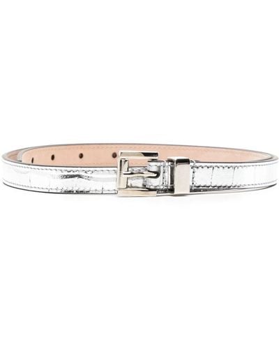 Michael Kors Buckled Leather Belt - White