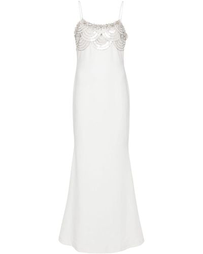 Amen Crystal-embellishment Crepe Maxi Dress - White